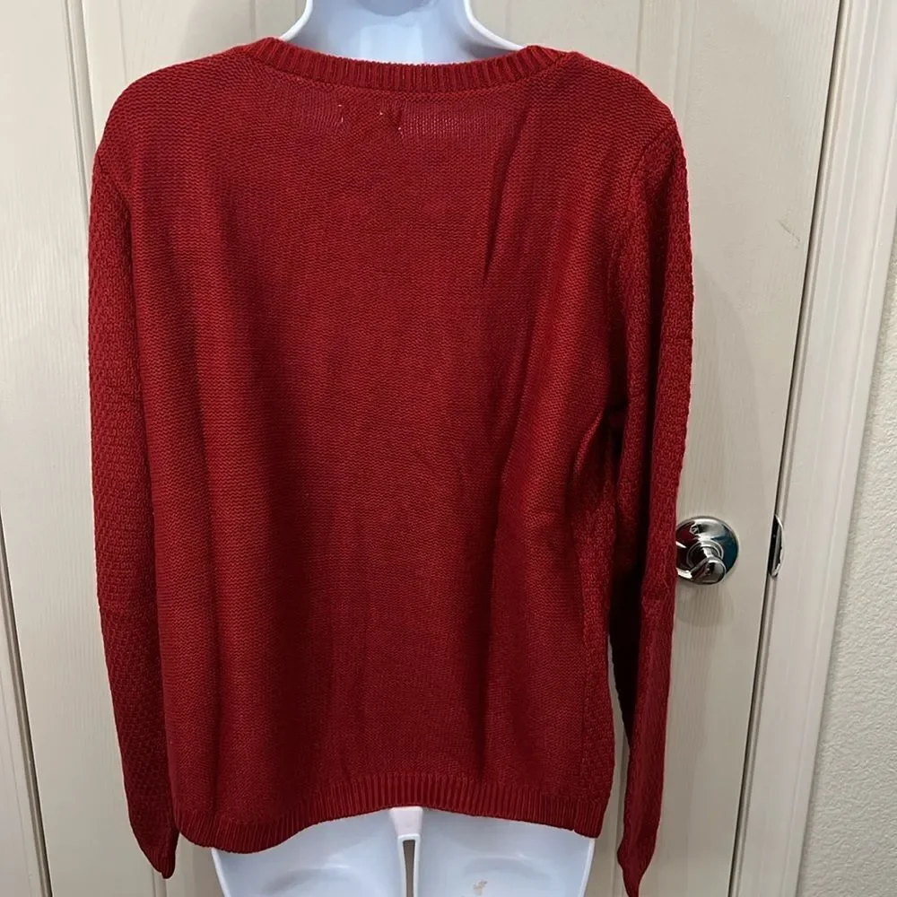 Croft & Barrow Women XL Cable Yolk Pullover Sweater  Holiday Delicious Apple Red